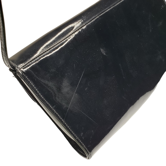 Ande | Vintage Black Patent Leather Glam Chic Evening Crossbody Bag Women's - Picture 16 of 16